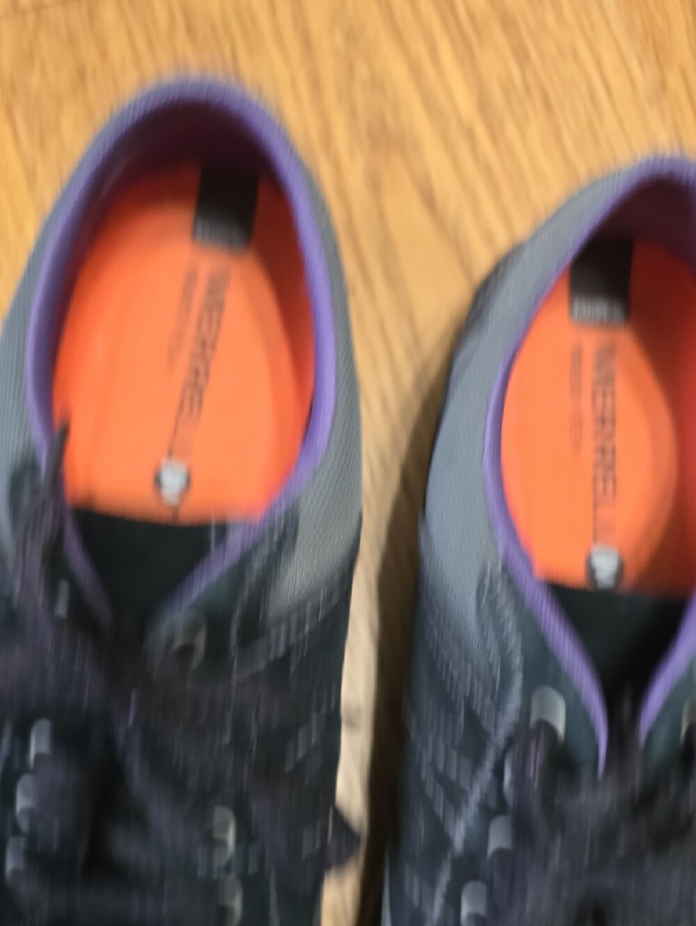Merrell Women's Black Suede Sneakers with Purple Lining and Orange Insole - Picture 5 of 14